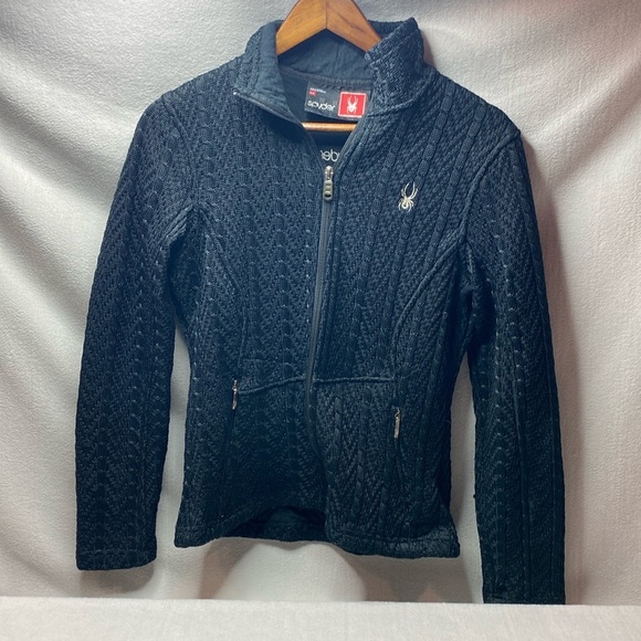 Spyder black knit full zip jacket size medium - Picture 1 of 4